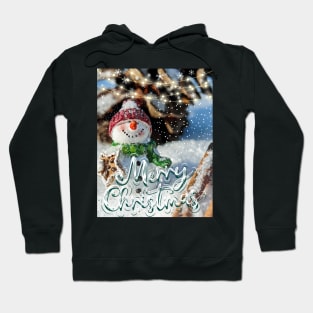 Merry Xmas Cute Snowman Photograpic Festive Print Hoodie